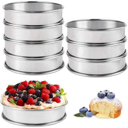 Edelstahl Crumpet Ringe - 8er Set | Kuchen- & Muffinringe 8cm