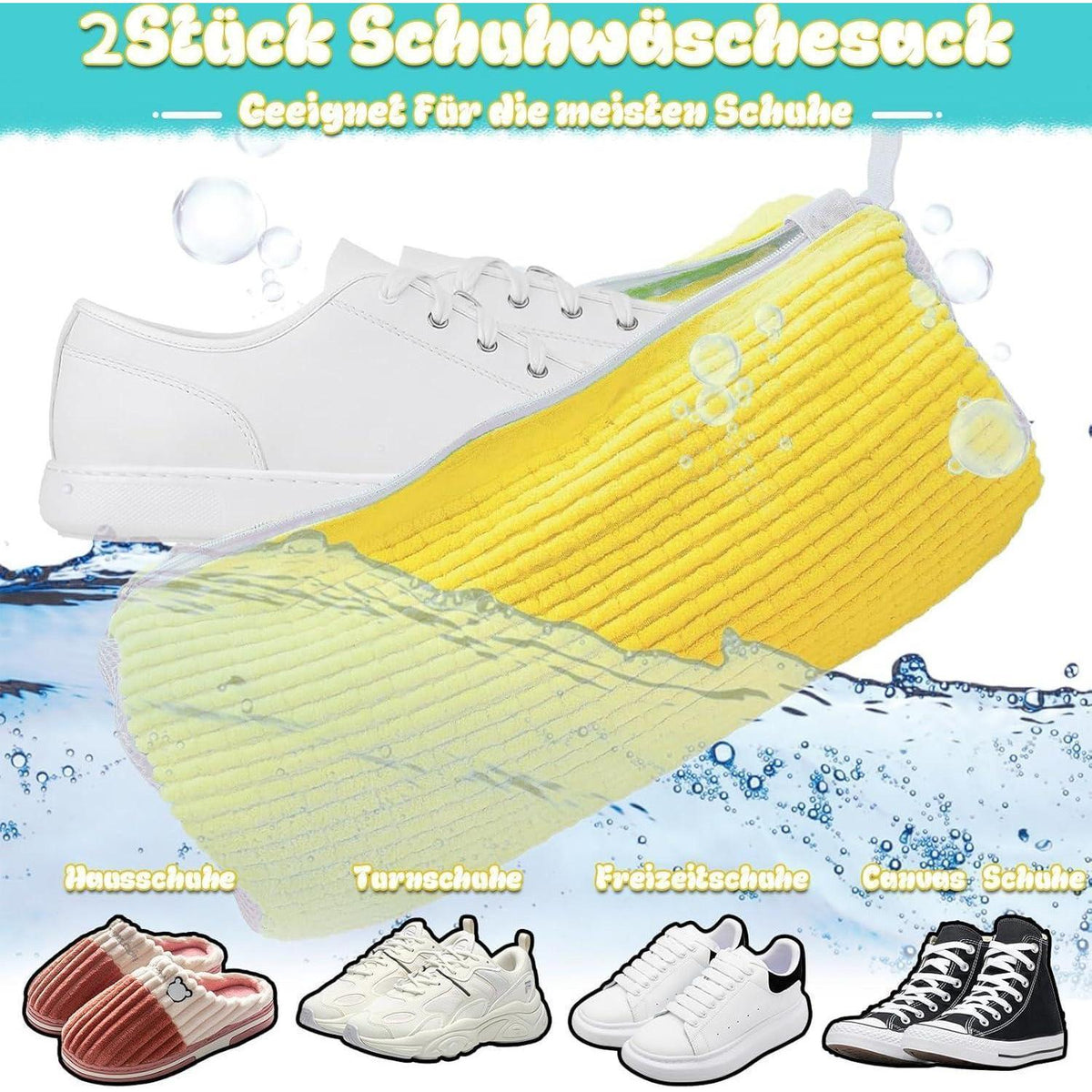 2in1 Schuhwaschbeutel Waschmaschine – 2er Pack mit Zubehör