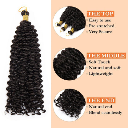 3er Pack Wasserwelle Häkelzöpfe – Afro Kinky Curly Haarverlängerung 35cm