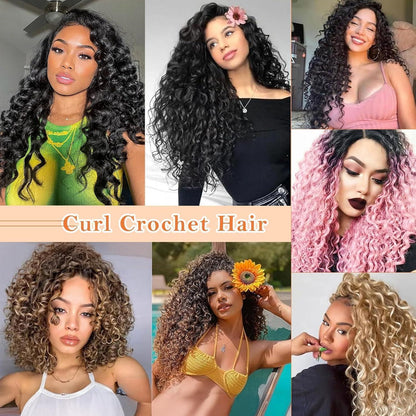 3er Pack Wasserwelle Häkelzöpfe – Afro Kinky Curly Haarverlängerung 35cm