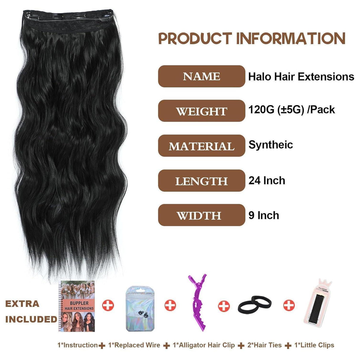 61cm lange gewellte Haarverlängerung mit Clips
