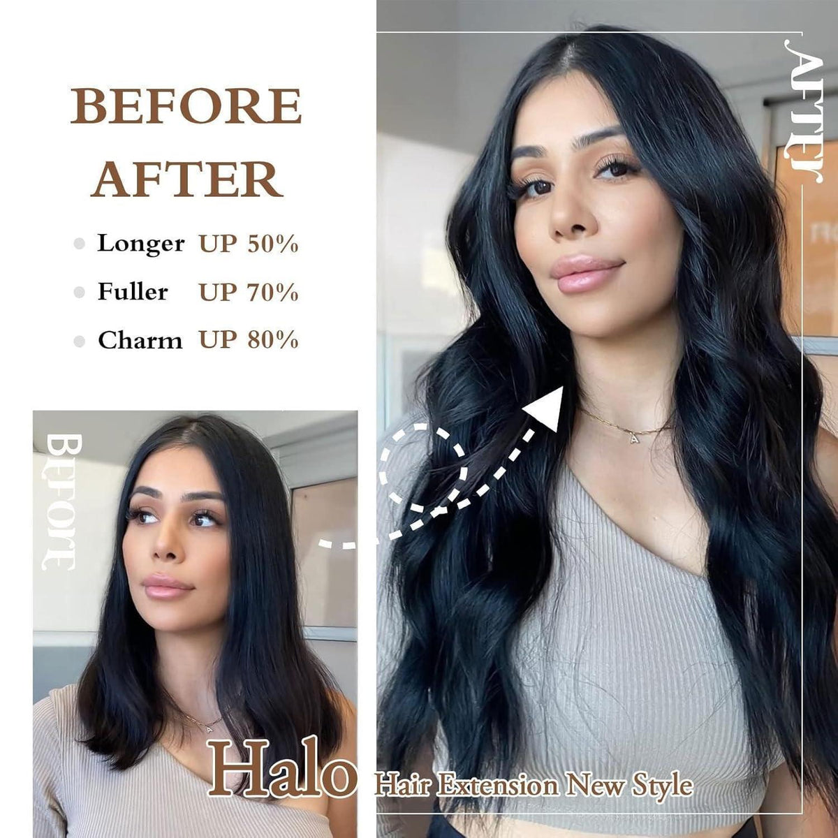 61cm lange gewellte Haarverlängerung mit Clips