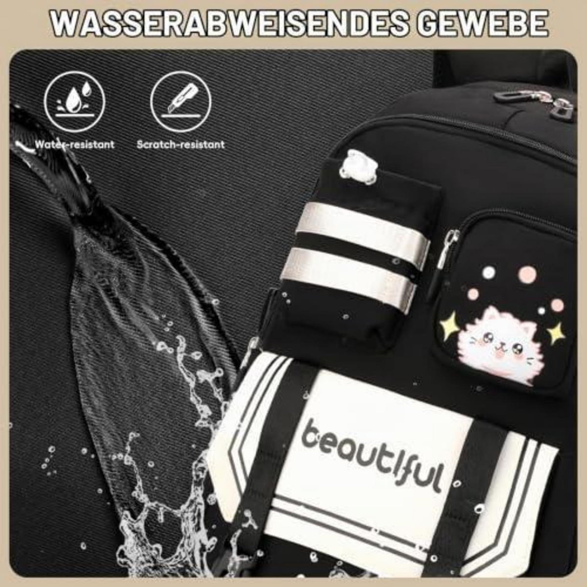 Schultrolley Rucksack Mädchen mit 6 Rädern & Trolleyfunktion