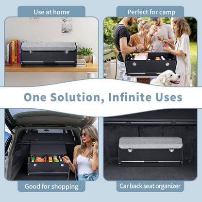 Auto Kofferraum Organizer mit Deckel – Wasserdichte Box 60L in Lederoptik