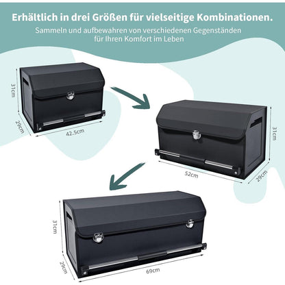 Auto Kofferraum Organizer mit Deckel aus Nappa Leder – 37L Schwarz