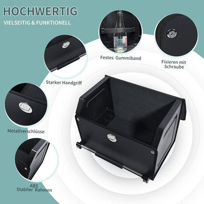 Auto Kofferraum Organizer mit Deckel aus Nappa Leder – 37L Schwarz