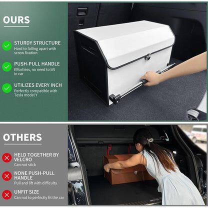 Auto Kofferraum Organizer 45L mit Deckel & Griff in Lederoptik