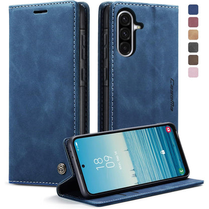 Handyhülle Klappbar für Samsung Galaxy A56 5G Blau in Lederoptik