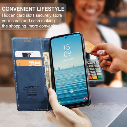 Handyhülle Klappbar für Samsung Galaxy A56 5G Blau in Lederoptik