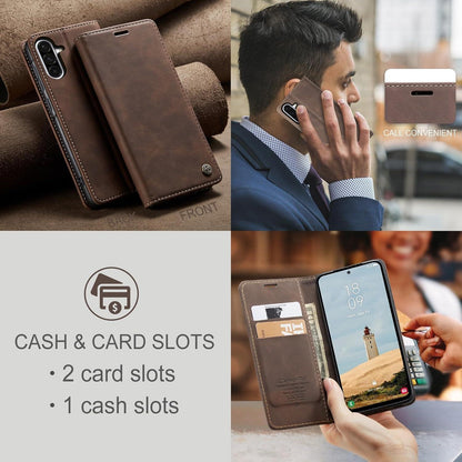 Handyhülle Klappbar für Samsung Galaxy A36 5G mit Kartenfach Kaffee in Lederoptik