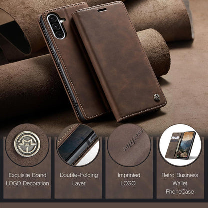 Handyhülle Klappbar für Samsung Galaxy A36 5G mit Kartenfach Kaffee in Lederoptik