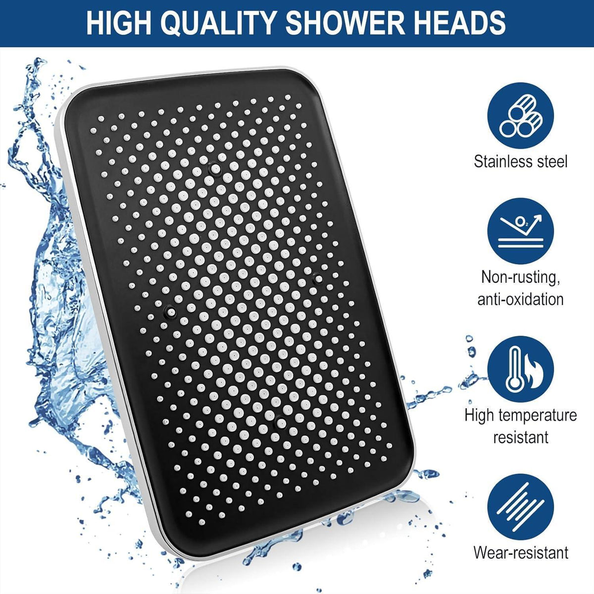 Regendusche 12 Zoll Edelstahl 304, Selbstreinigend & Hochdruck