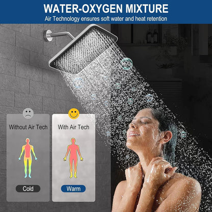 Regendusche 12 Zoll Edelstahl 304, Selbstreinigend & Hochdruck