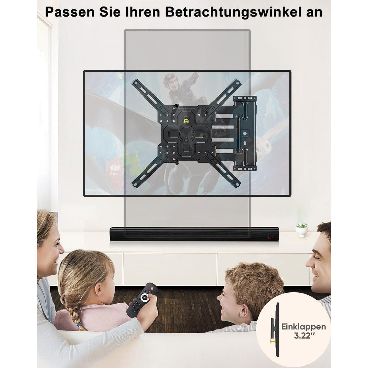 TV Wandhalterung 1035mm Schwenkbar, Neigbar, Drehbar für 26-65 Zoll TVs