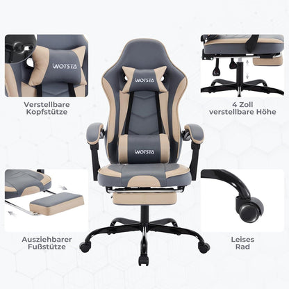 Ergonomischer Gaming Chair mit Fußstütze und