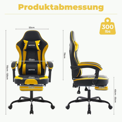 Ergonomischer Gaming Stuhl mit Fußstütze und