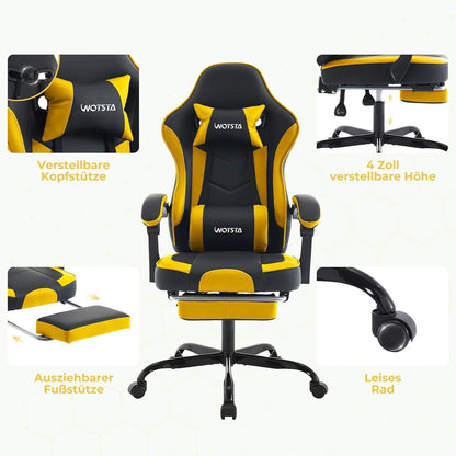 Ergonomischer Gaming Stuhl mit Fußstütze und