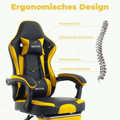 Ergonomischer Gaming Stuhl mit Fußstütze und
