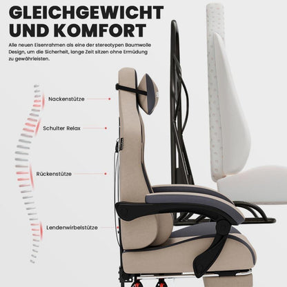 Ergonomischer Gaming Stuhl mit Fußstütze und