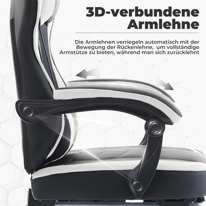 Gaming Chair Computerstuhl Ergonomisch mit Fußstütze Lendenwirbelstütze