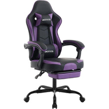 Ergonomischer Gaming Stuhl mit Fußstütze und Lendenwirbelstütze SchwarzViolett