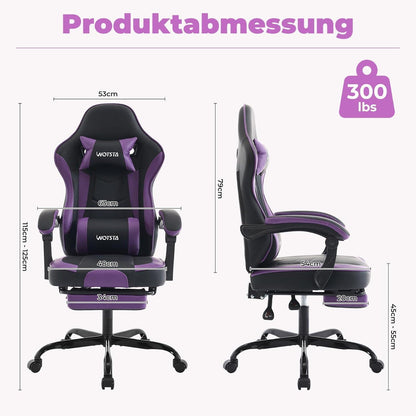 Ergonomischer Gaming Stuhl mit Fußstütze und
