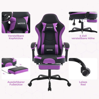 Ergonomischer Gaming Stuhl mit Fußstütze und