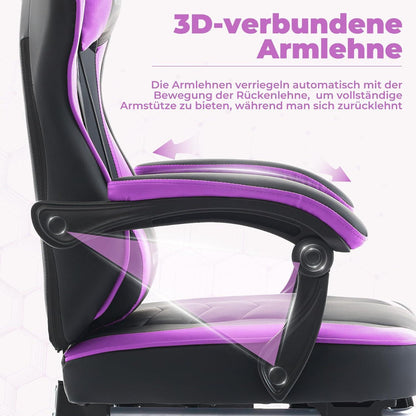 Ergonomischer Gaming Stuhl mit Fußstütze und