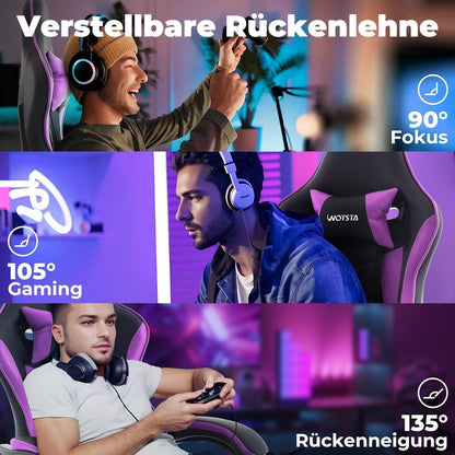 Ergonomischer Gaming Stuhl mit Fußstütze und