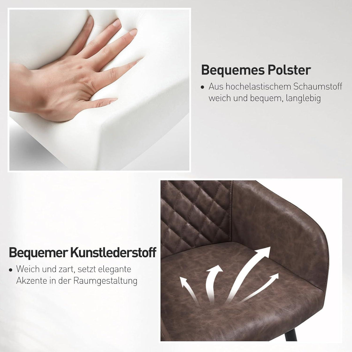 CLIPOP Esszimmerstuhl Kunstleder Bezug Armlehne Metallbeine Esszimmer Wohnzimmer Büro
