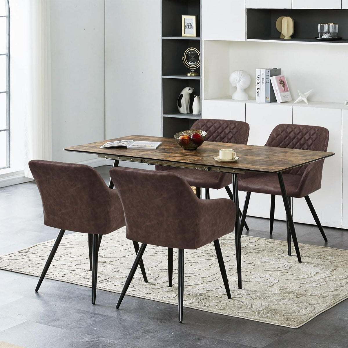 CLIPOP Esszimmerstuhl Kunstleder Bezug Armlehne Metallbeine Esszimmer Wohnzimmer Büro