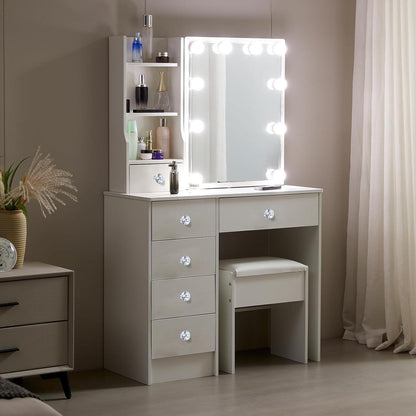 Saimeihome Schminktisch mit Beleuchtung und Hocker - 3