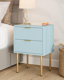 Nachttisch mit 2 Schubladen Modern Boho Nachtkommode Blue