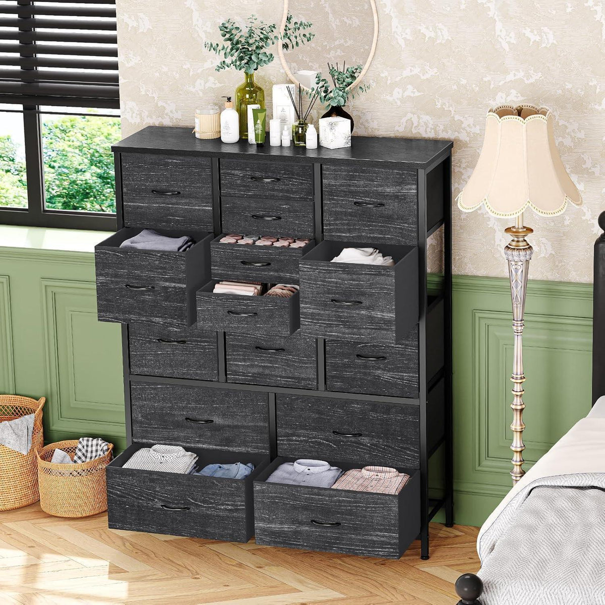 Kommode mit 15 Schubladen – Grau, Schlafzimmer & Wohnzimmer
