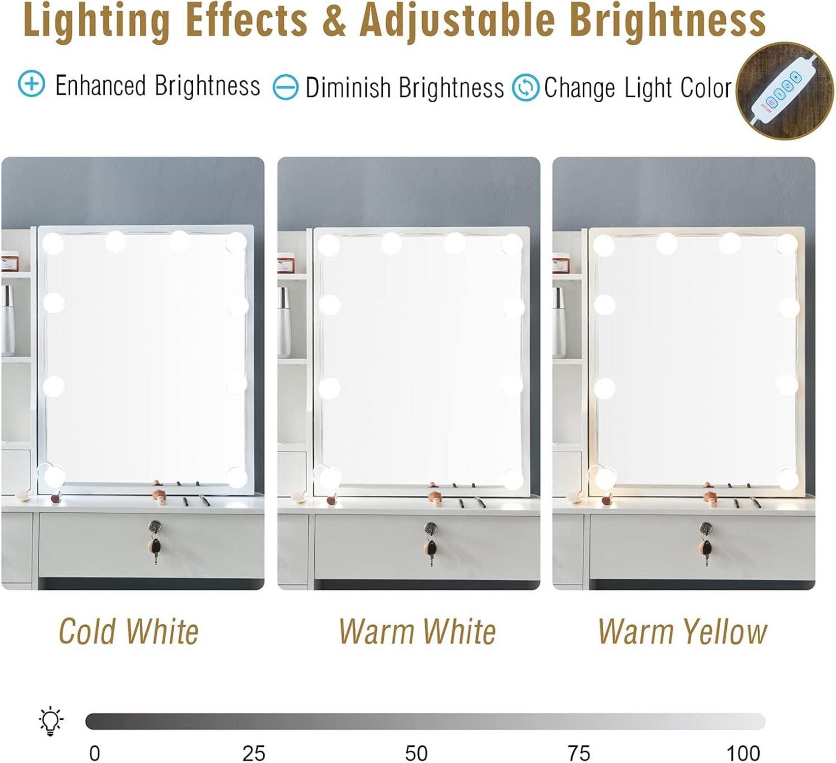 Schminktisch mit LED Licht und 6 Schubladen