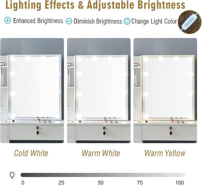 Schminktisch mit LED Licht und 6 Schubladen