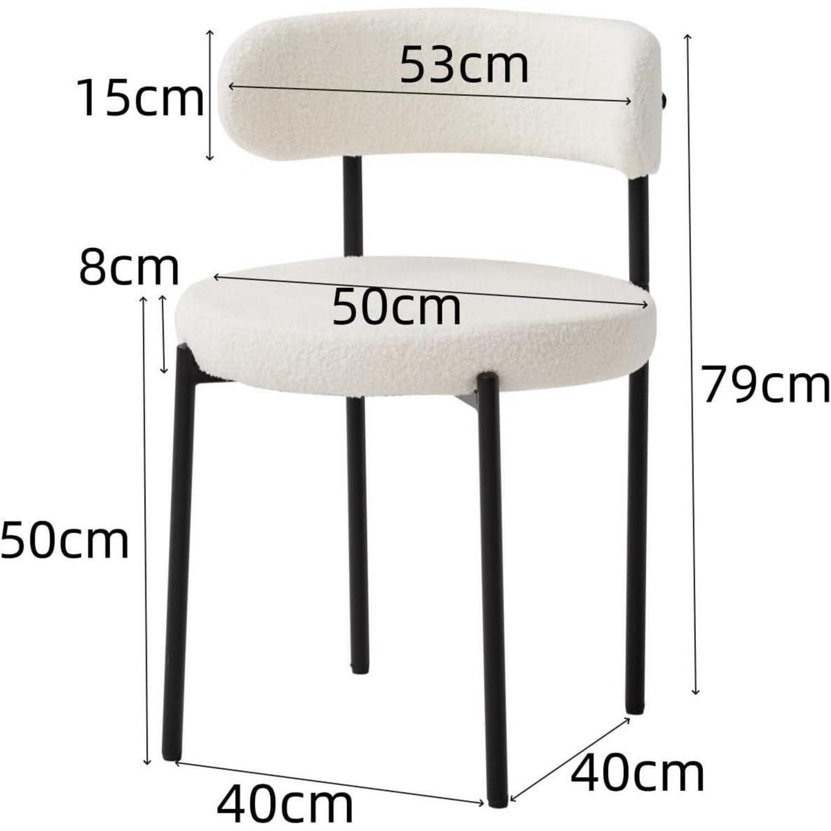 4er Set Esszimmerstühle Teddy-Samt Weiß Modern