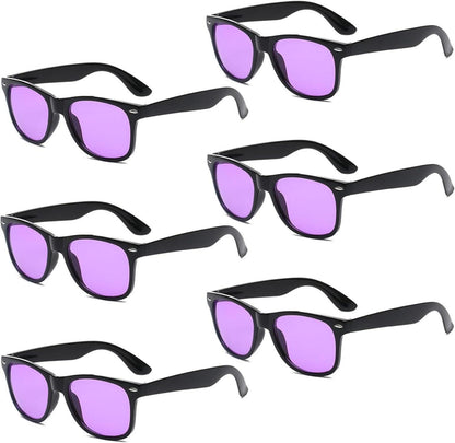 Bunte Sonnenbrille Neon Lustige Vintage Party Set 6