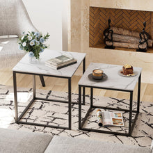 Quadratische Couchtische Set Holz Schwarz Weiß 2er