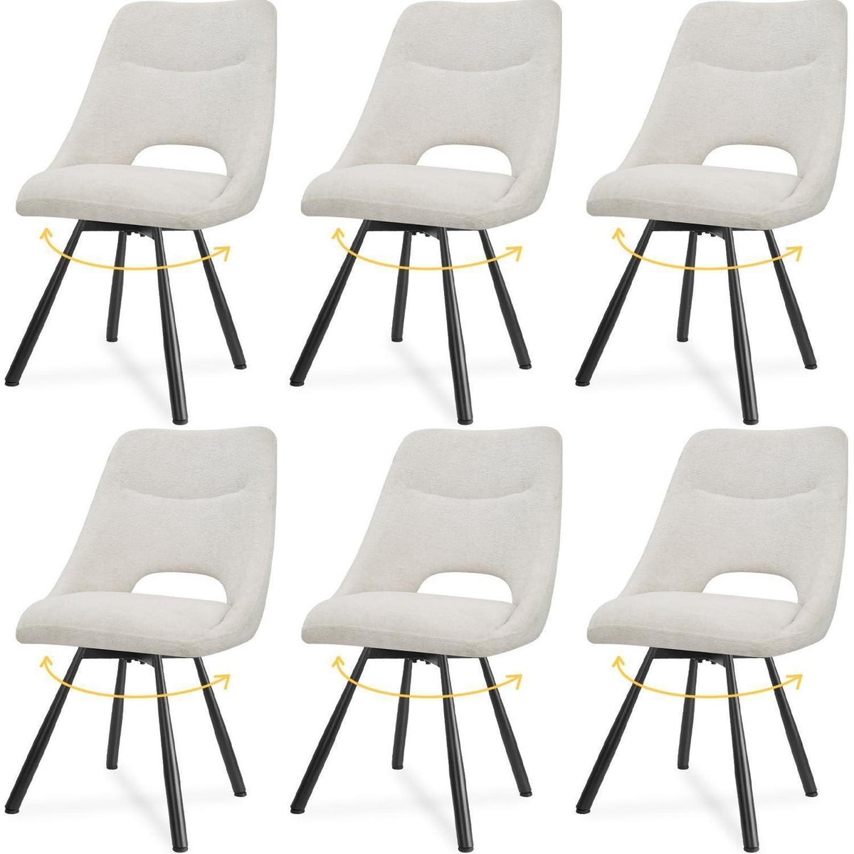 Drehbare Esszimmerstühle 6er Set – Kaschmir-Stoff, Beige
