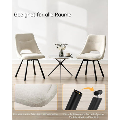 Drehbare Esszimmerstühle 6er Set – Kaschmir-Stoff, Beige