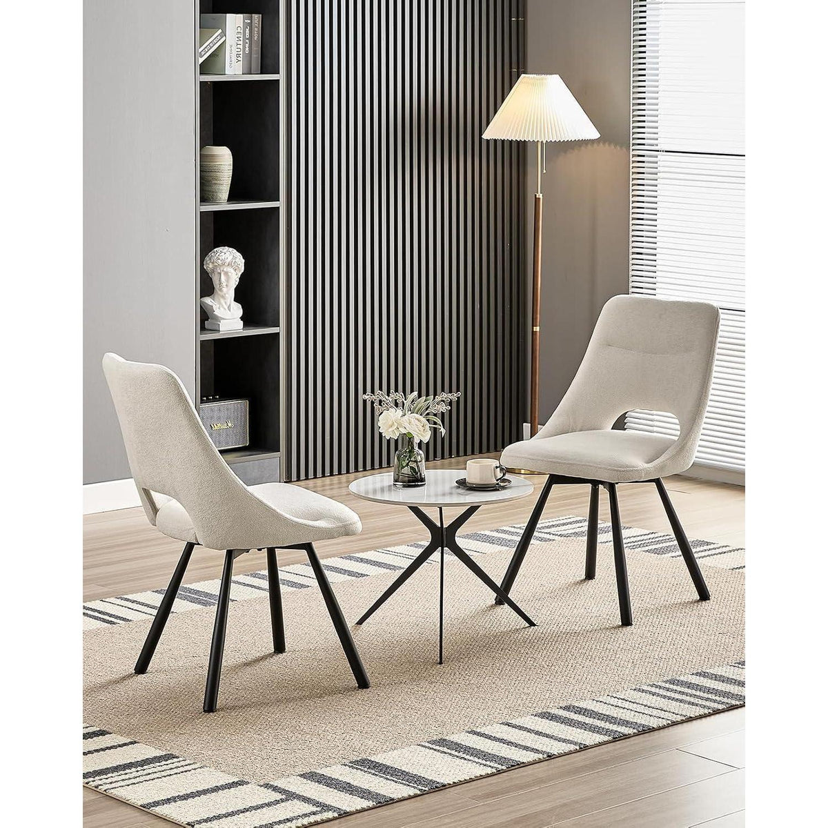 Drehbare Esszimmerstühle 6er Set – Kaschmir-Stoff, Beige