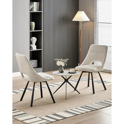 Drehbare Esszimmerstühle 6er Set – Kaschmir-Stoff, Beige