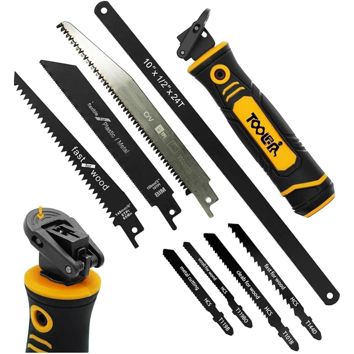 8-in-1 Metallsäge Set mit 8 Sägeblättern, ergonomisch