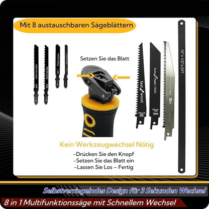 8-in-1 Metallsäge Set mit 8 Sägeblättern, ergonomisch