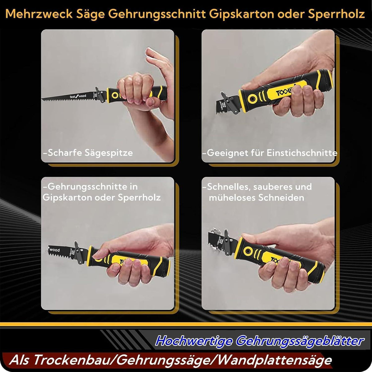 8-in-1 Metallsäge Set mit 8 Sägeblättern, ergonomisch