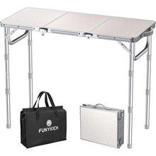 Klapptisch Aluminium 87x40cm mit 3 Höhen, Picknicktisch Outdoor Weiß/Silber