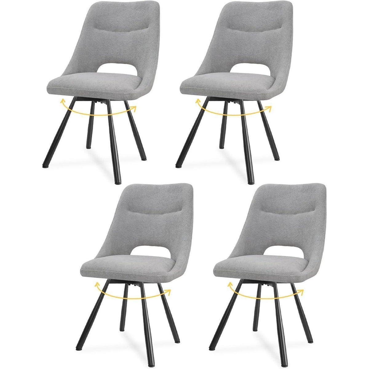 Drehbare Esszimmerstühle Set 4 – Grau, Modern & Bequem