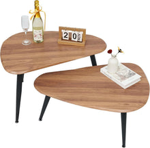 Moderne 2er Set Oval Couchtische Holz Beistelltisch Wohnzimmer