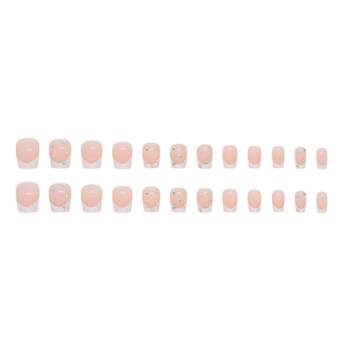 24 Stück Milchweiß Nägel Zum Aufkleben mit Strassmuster - Glossy Kunstnägel